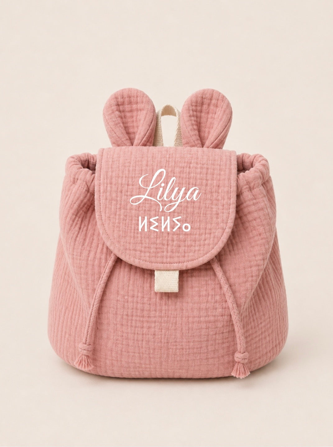 Sac à dos souris gaze de coton terracotta