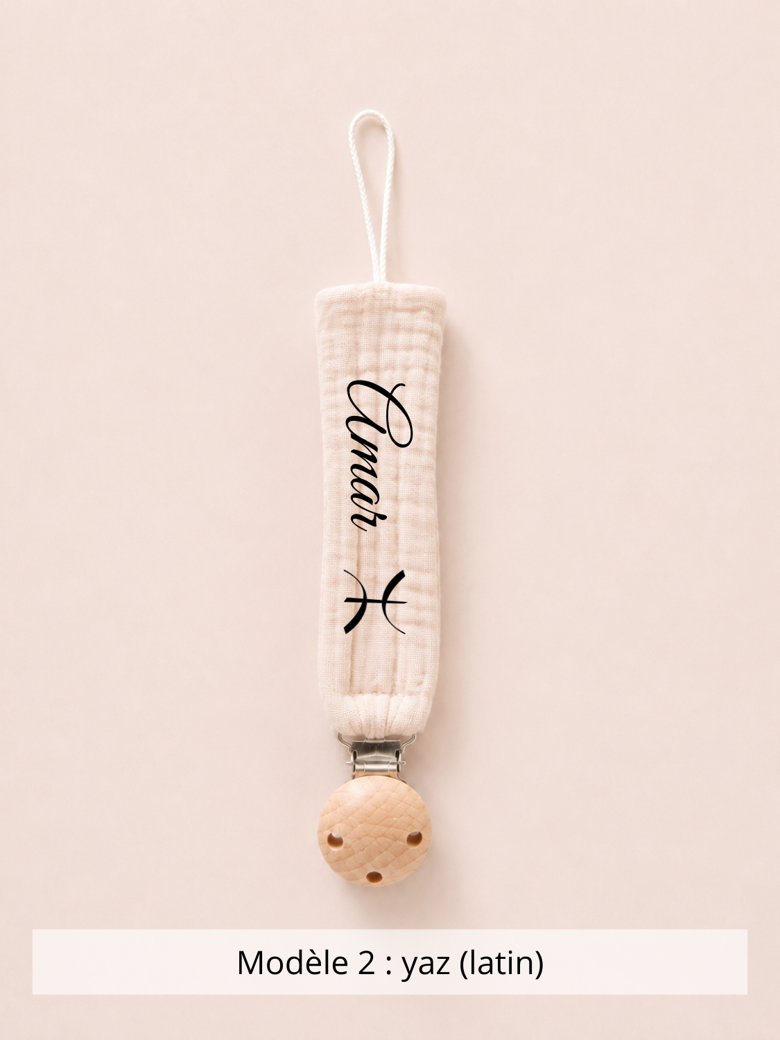Attache tétine gaze de coton beige