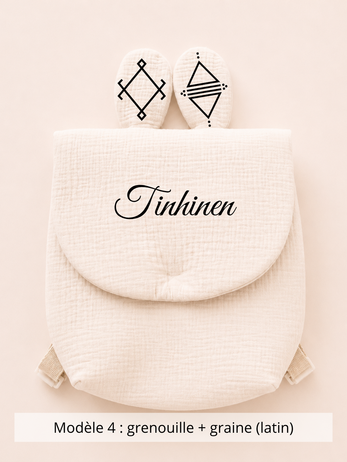 Sac à dos lapin gaze de coton beige