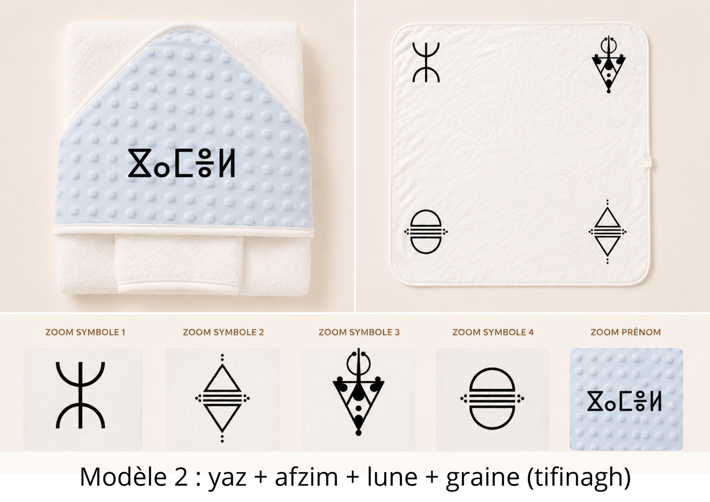 Cape de bain minky avec gant bleu ciel