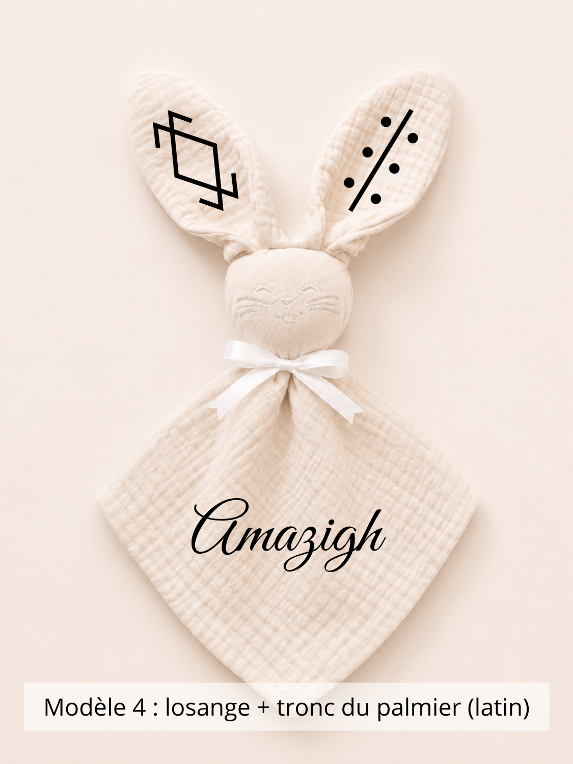 Doudou lapin gaze de coton beige