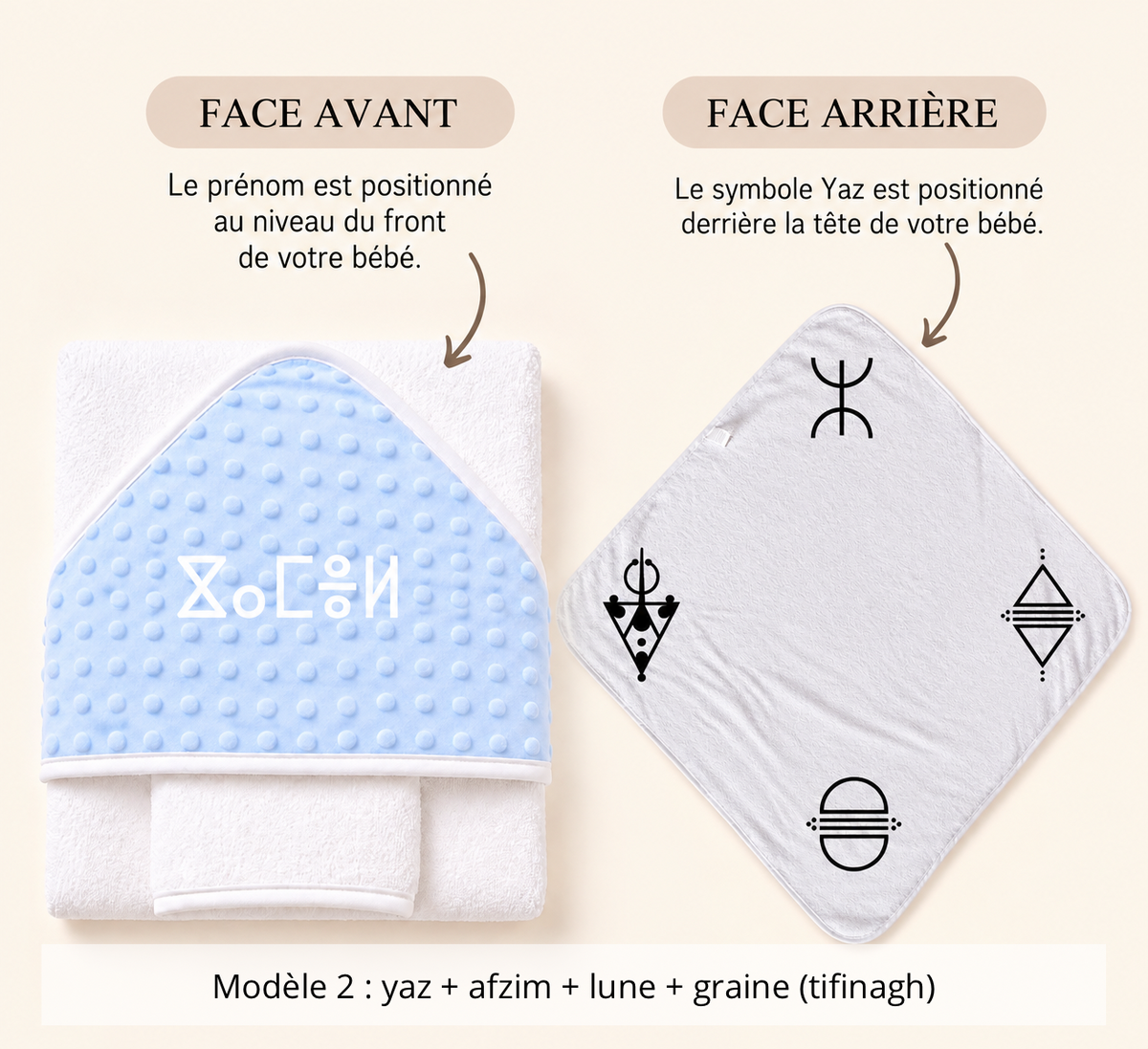 Cape de bain minky avec gant bleu ciel