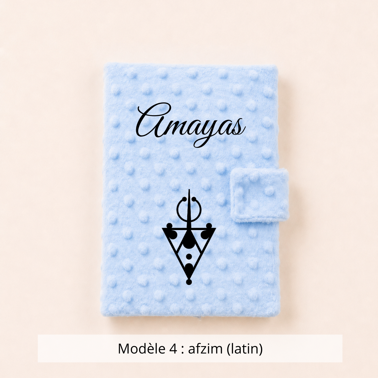 Protège carnet de santé minky bleu ciel