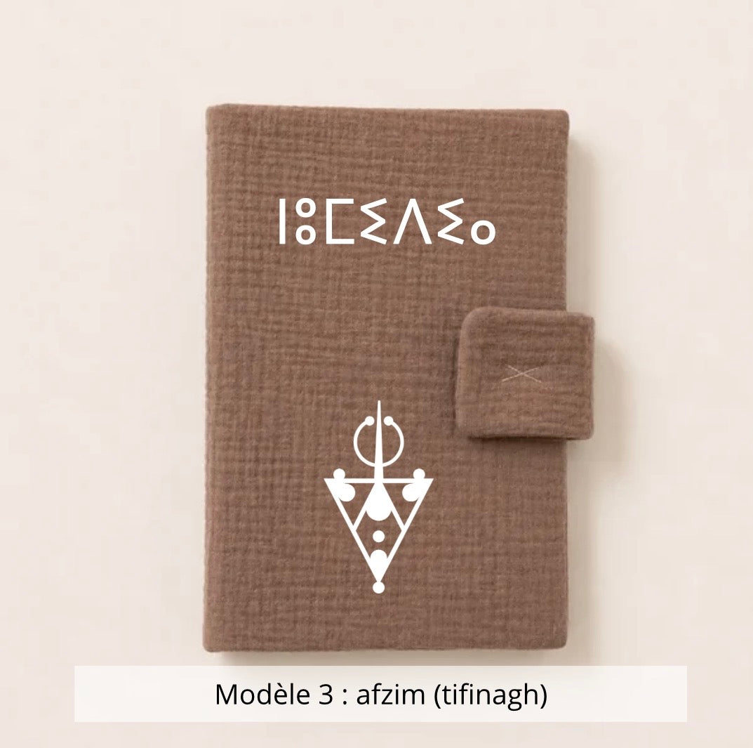 Protège carnet de santé gaze de coton marron
