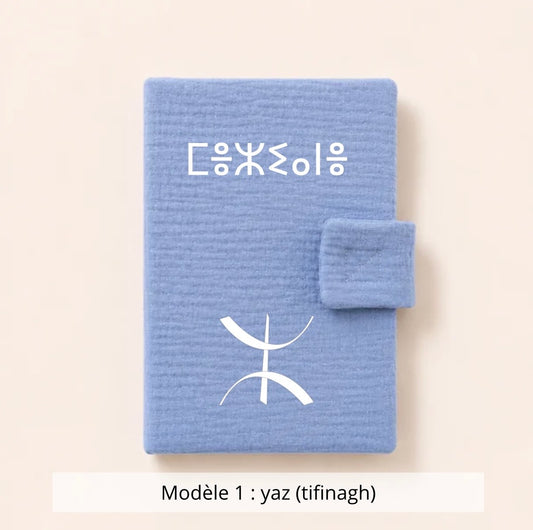 Protège carnet de santé gaze de coton bleu