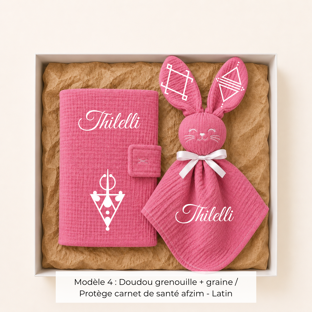 Coffret de naissance amazigh gaze de coton rose