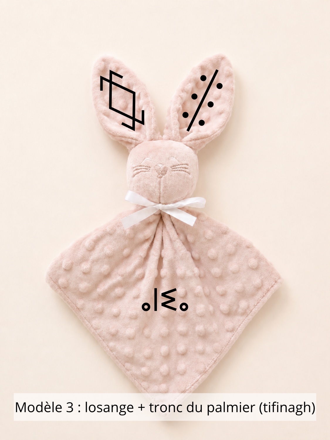 Doudou lapin minky vieux rose
