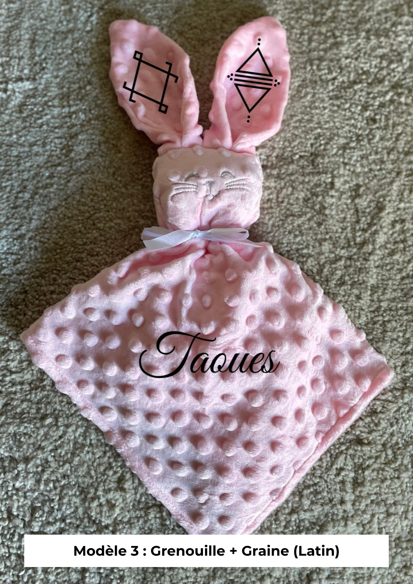 Doudou lapin minky rose