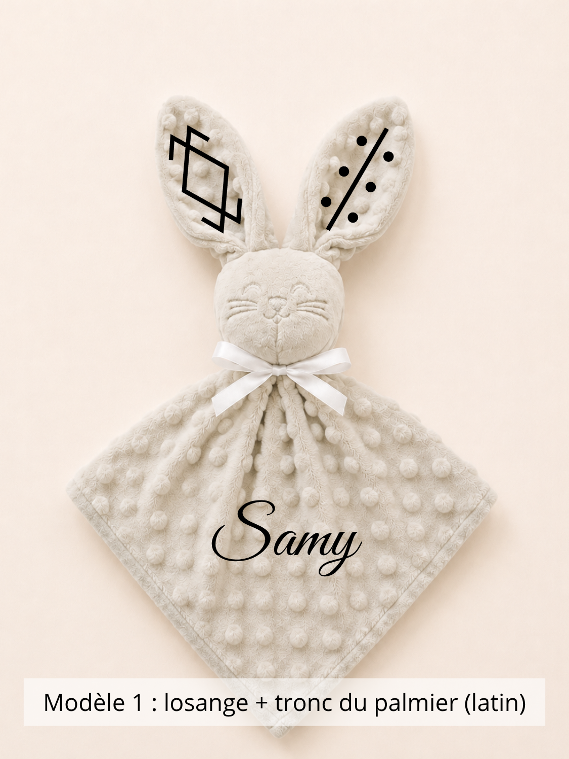 Doudou lapin minky gris
