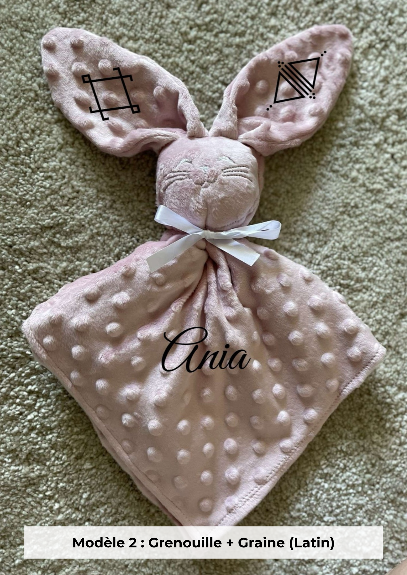 Doudou lapin minky vieux rose