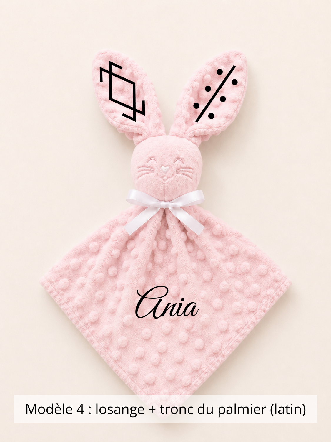 Doudou lapin minky vieux rose