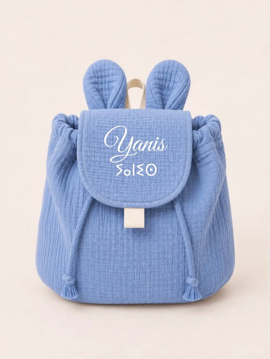 Sac à dos souris gaze de coton bleu canard