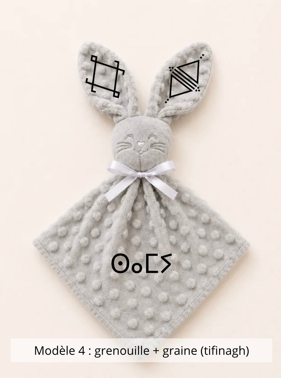 Doudou lapin minky gris