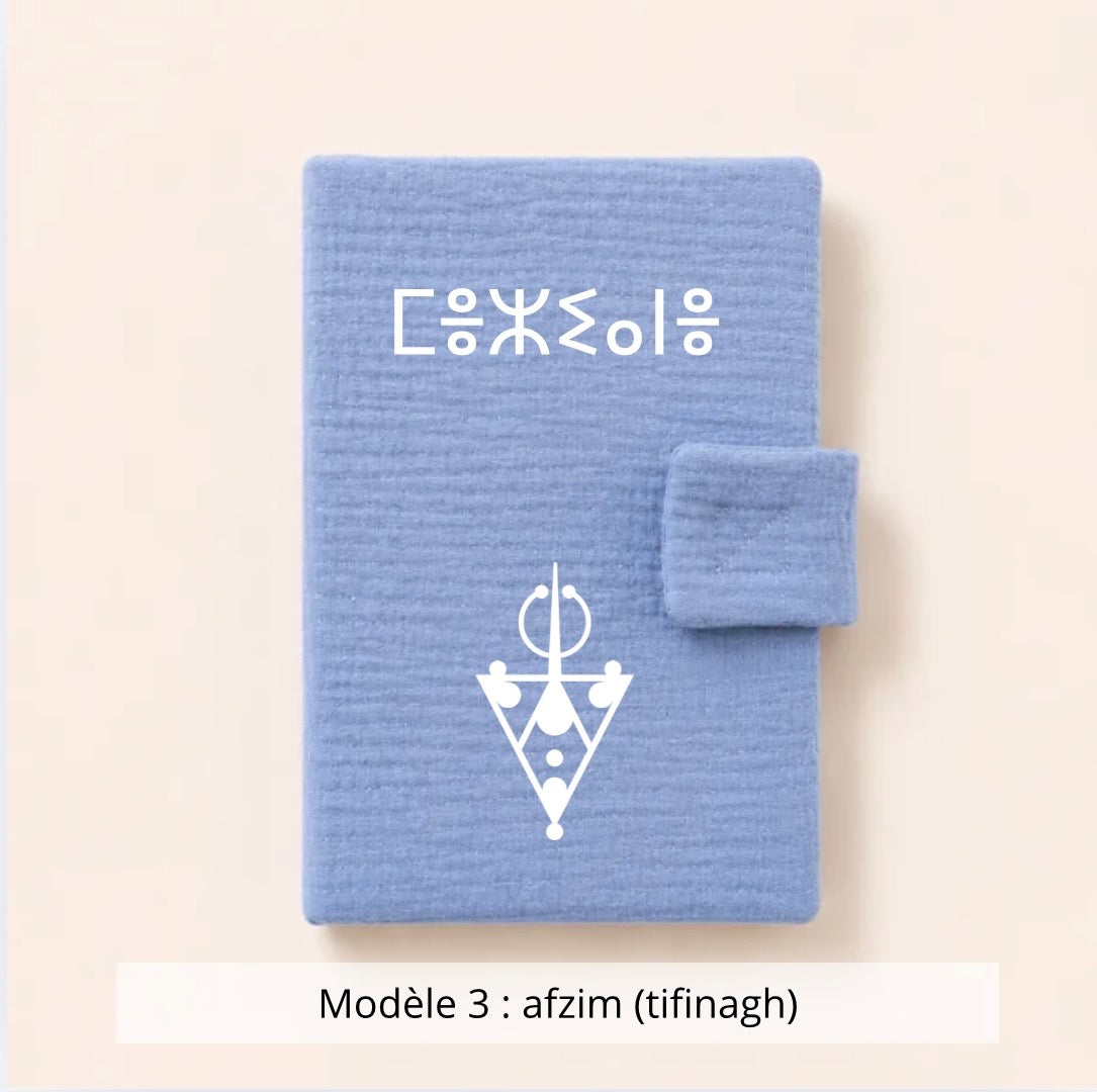 Protège carnet de santé gaze de coton bleu