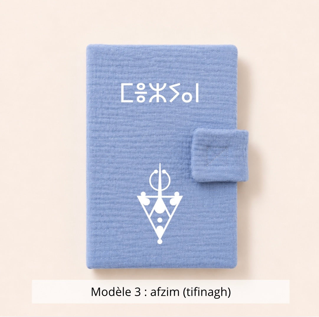 Protège carnet de santé gaze de coton bleu