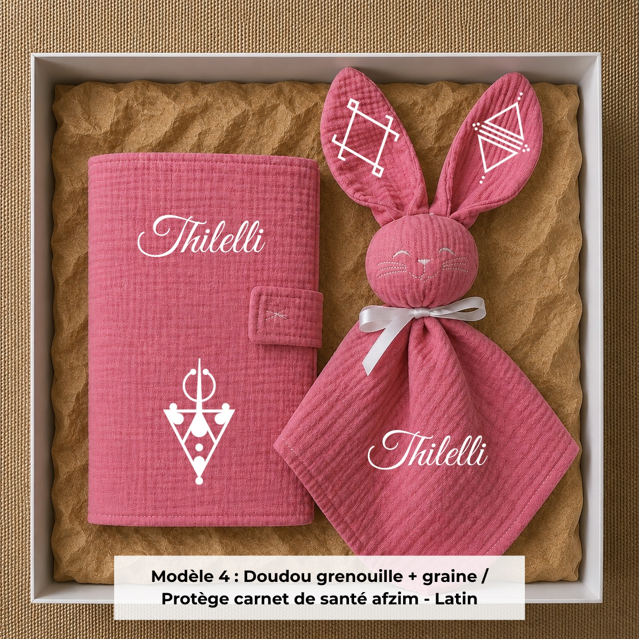 Coffret de naissance amazigh gaze de coton rose