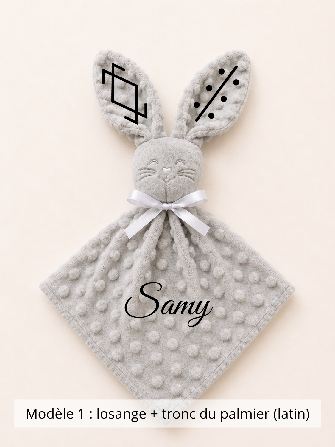 Doudou lapin minky gris