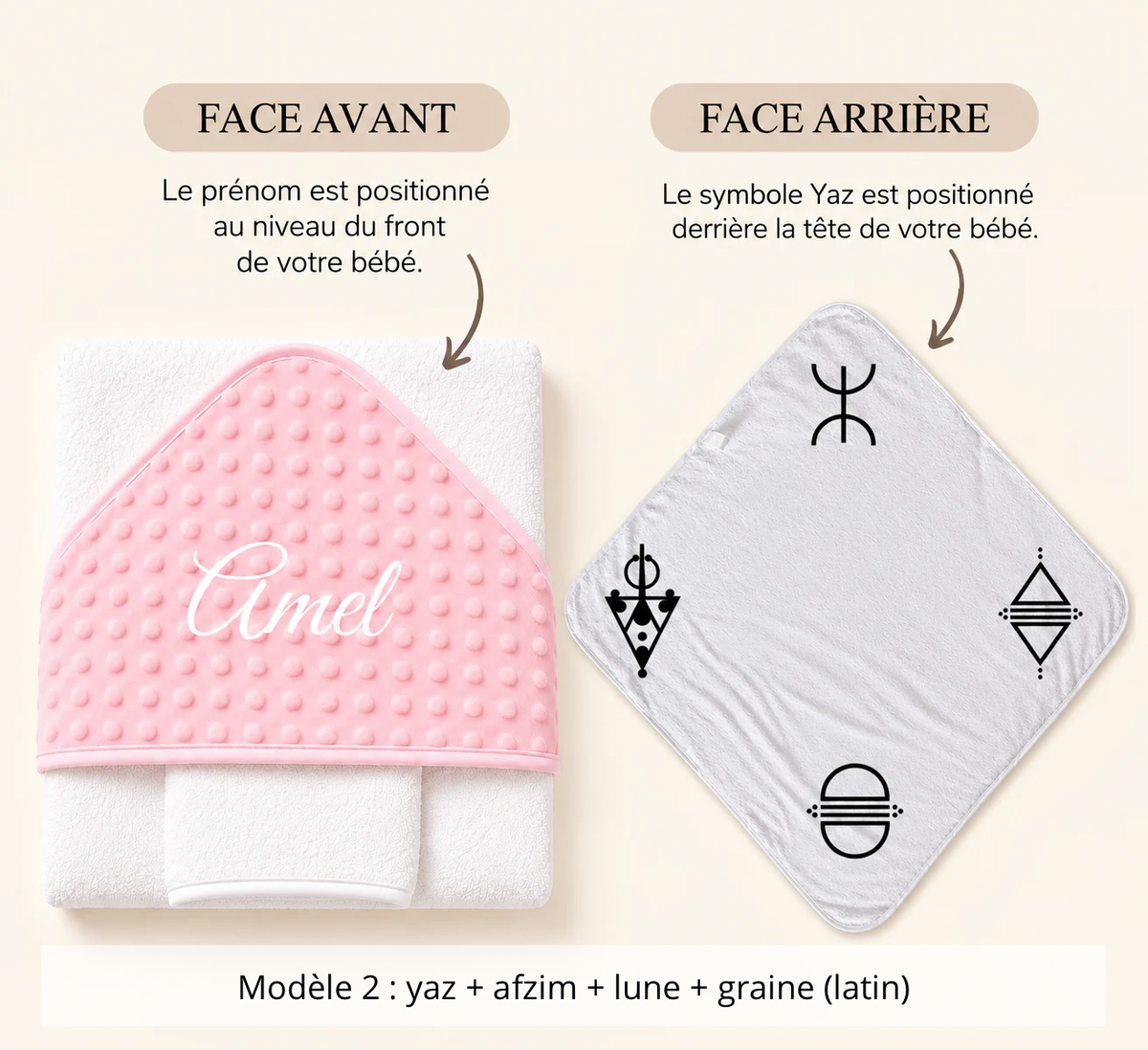 Cape de bain minky avec gant rose