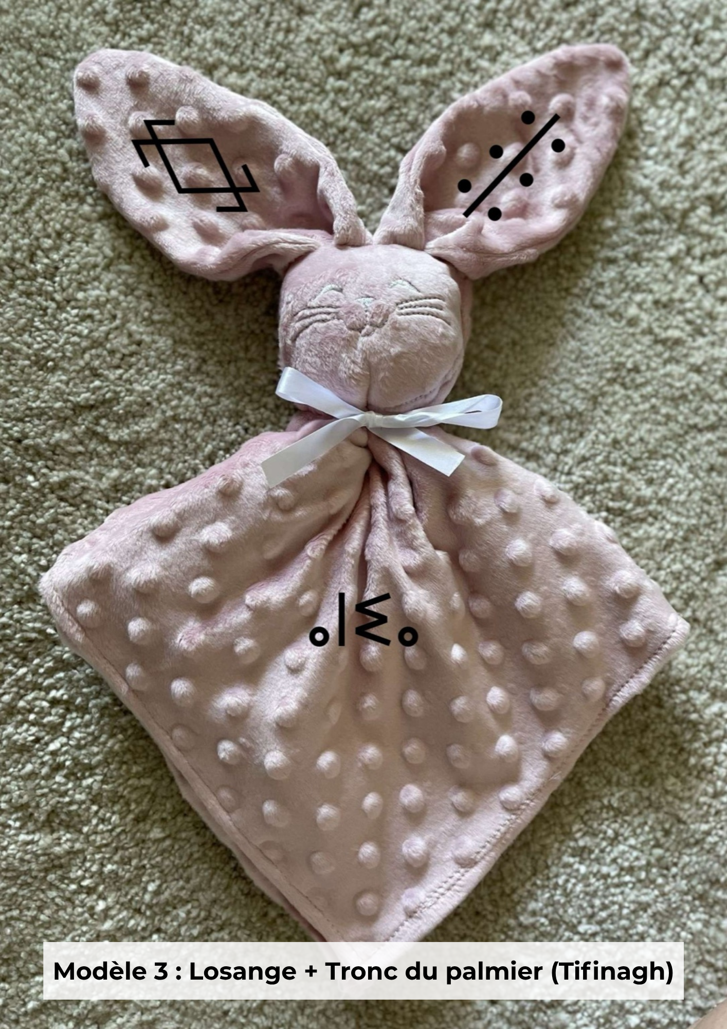 Doudou lapin minky vieux rose