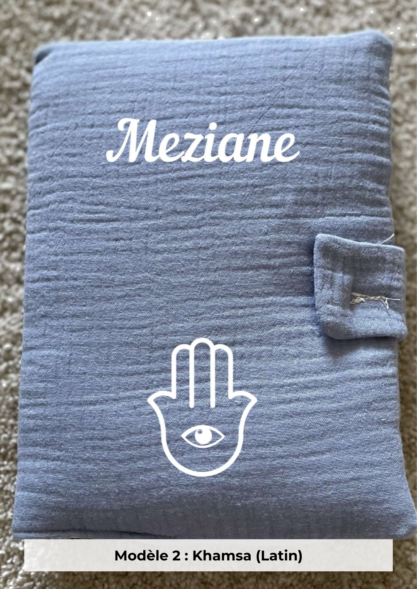 Protège carnet de santé gaze de coton bleu