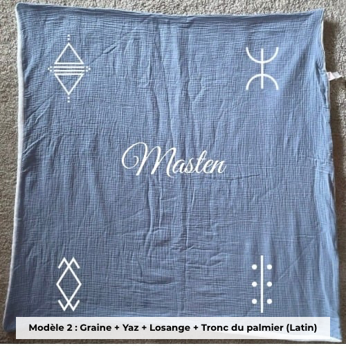 Plaid gaze de coton bleu