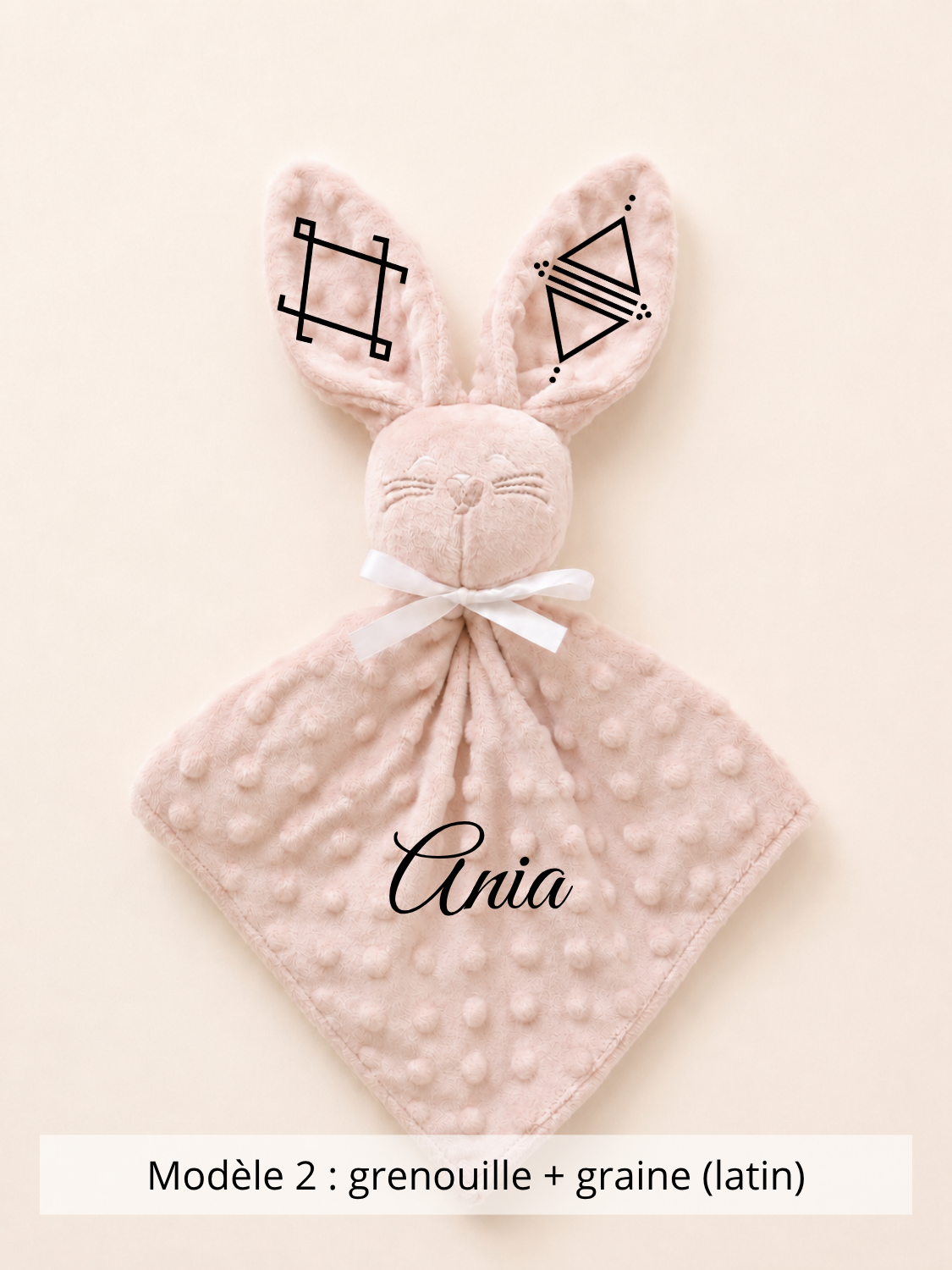 Doudou lapin minky vieux rose