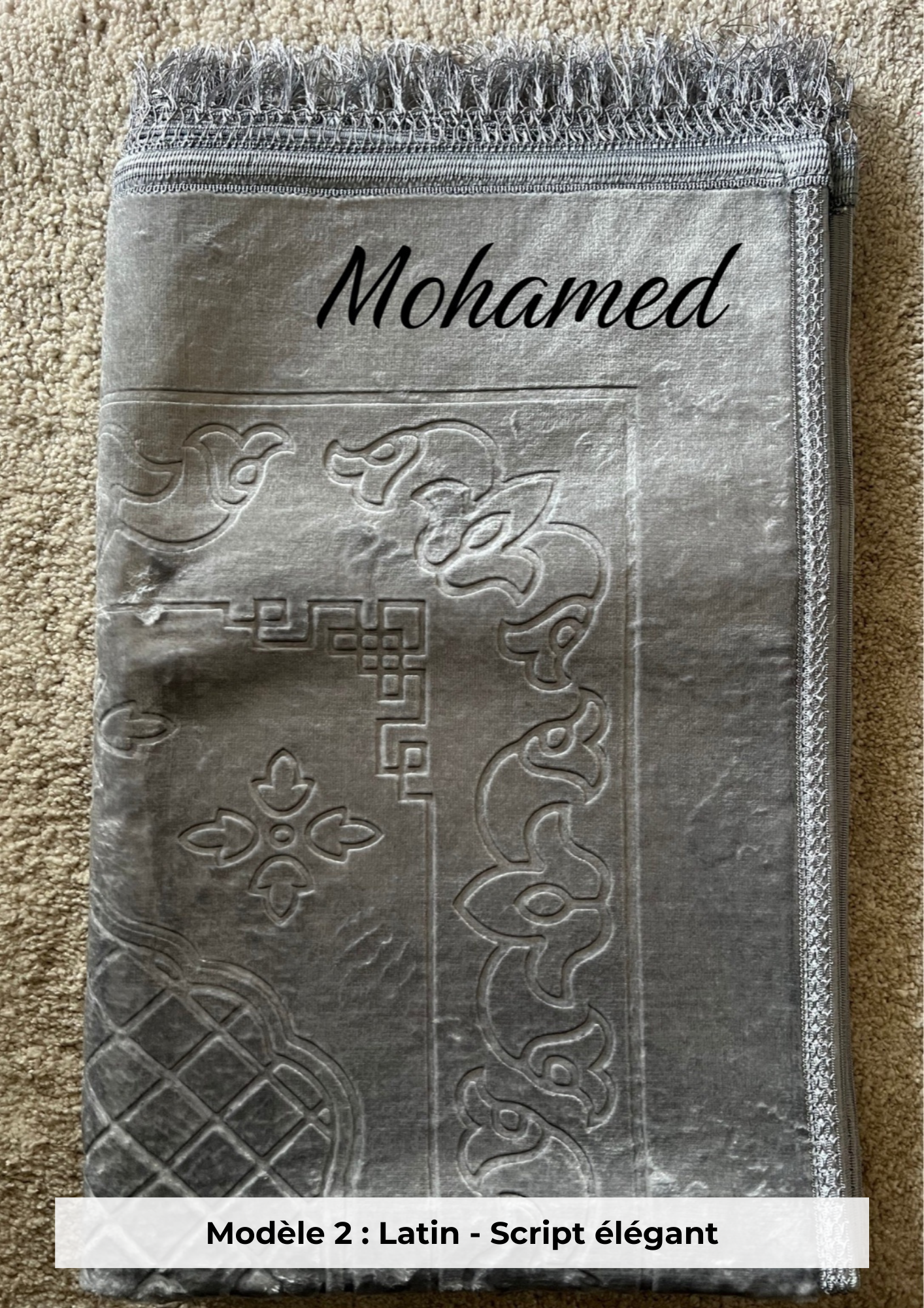 Tapis de prière épais gris clair