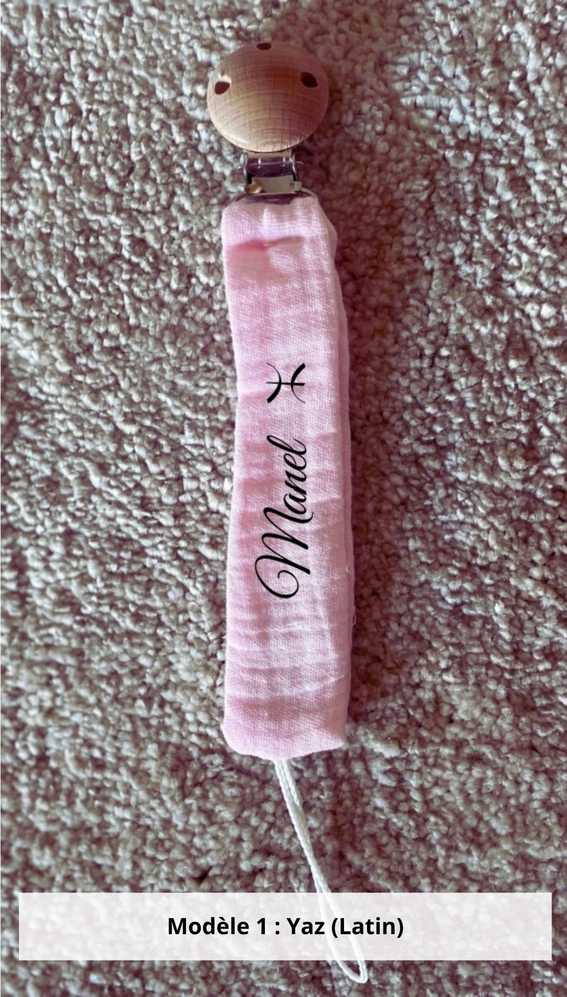 Attache tétine gaze de coton rose