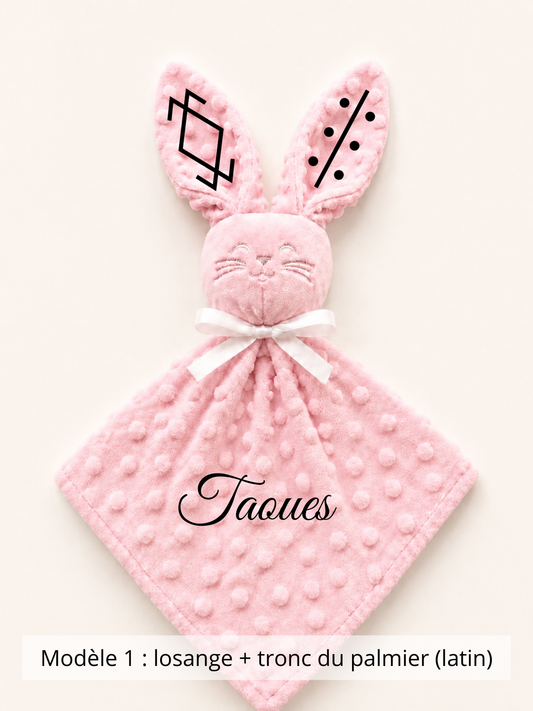 Doudou lapin minky rose