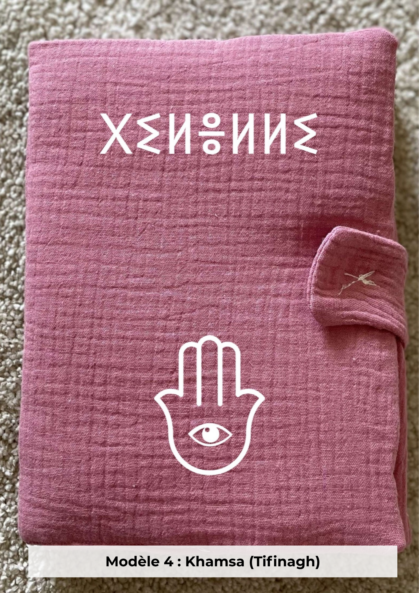 Protège carnet de santé gaze de coton rose cerise