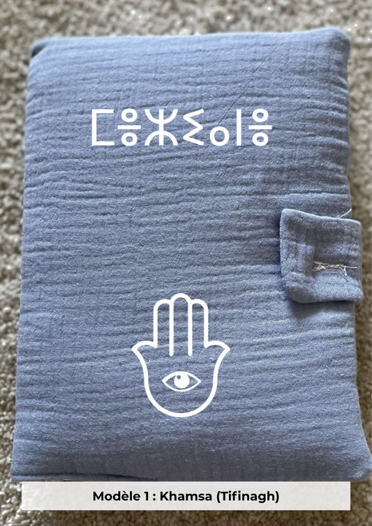 Protège carnet de santé gaze de coton bleu