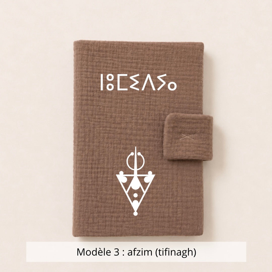 Protège carnet de santé gaze de coton marron