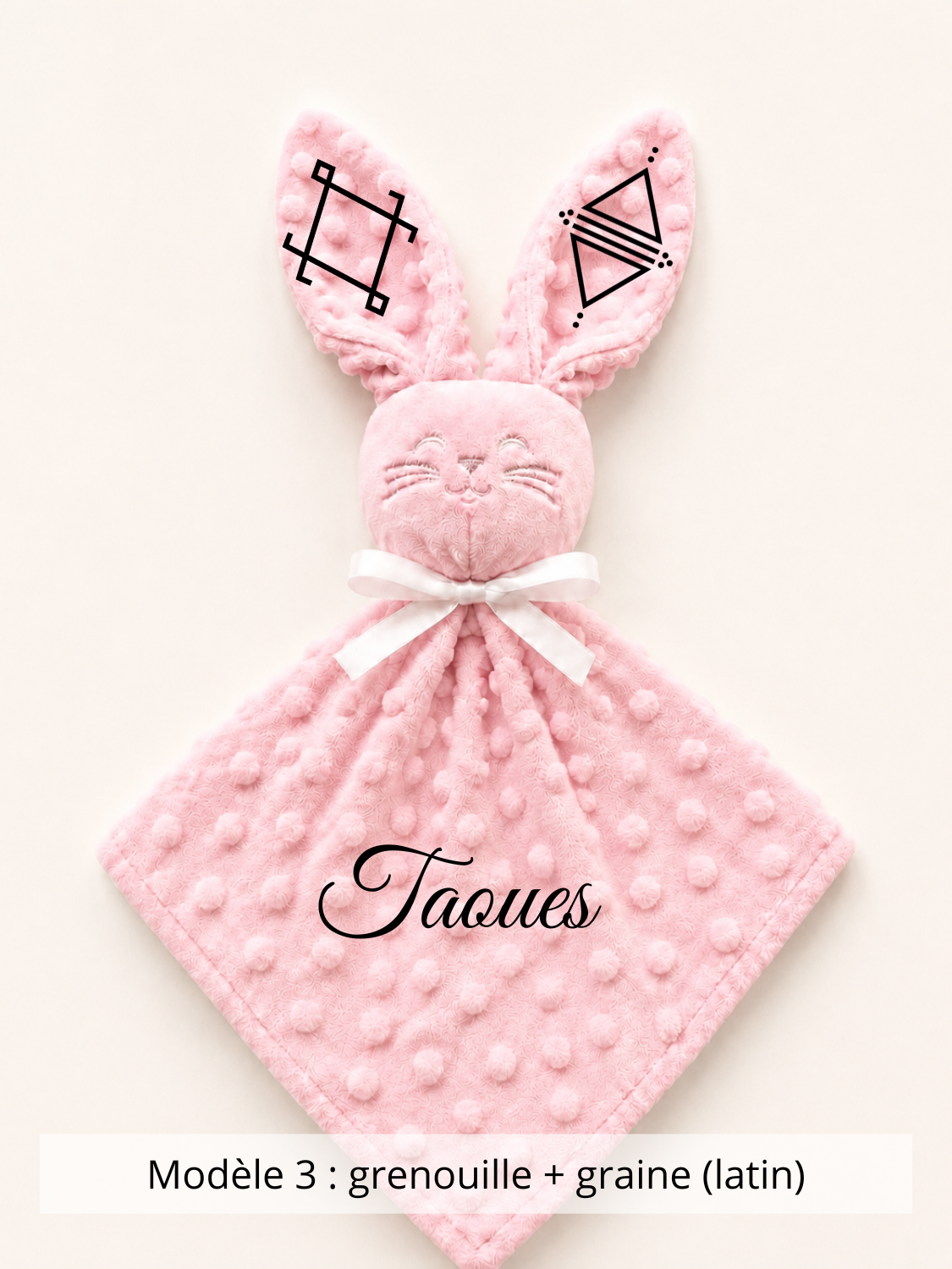Doudou lapin minky rose