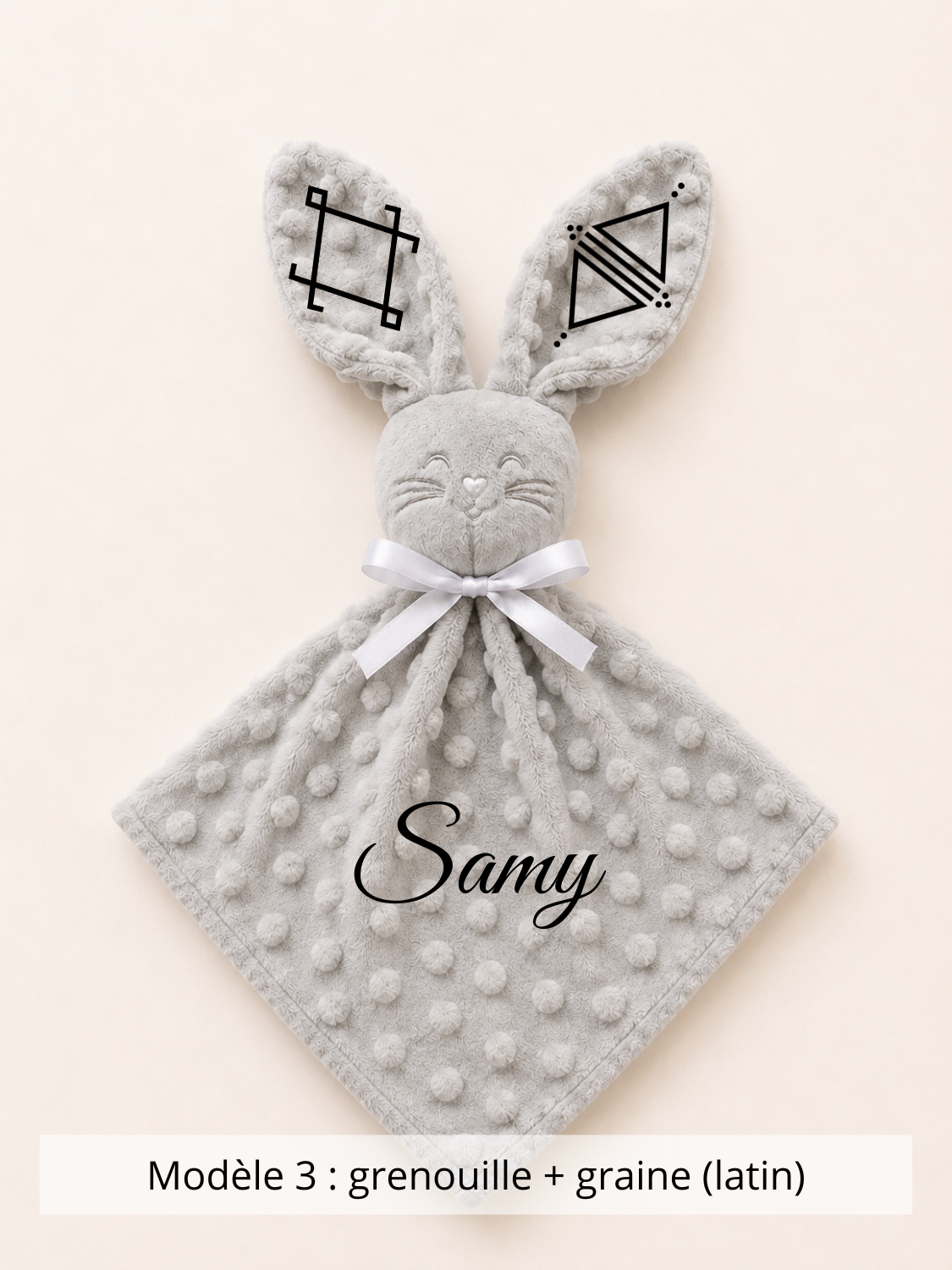 Doudou lapin minky gris