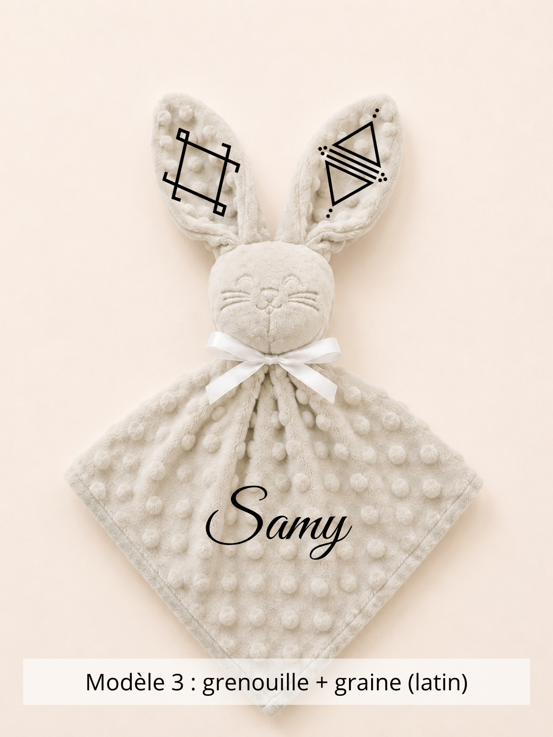 Doudou lapin minky gris