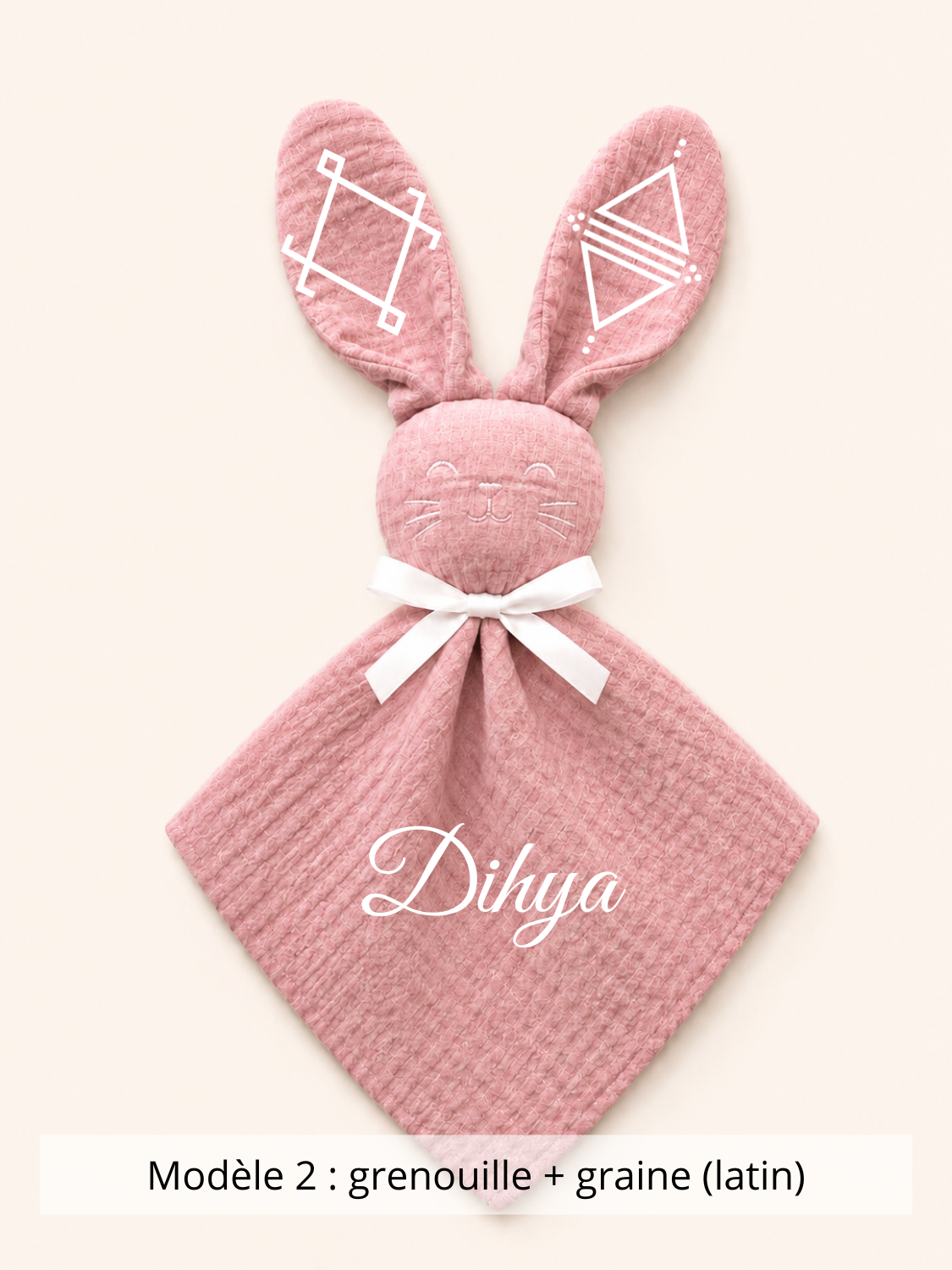 Doudou lapin gaze de coton terracotta