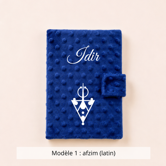 Protège carnet de santé minky bleu roi