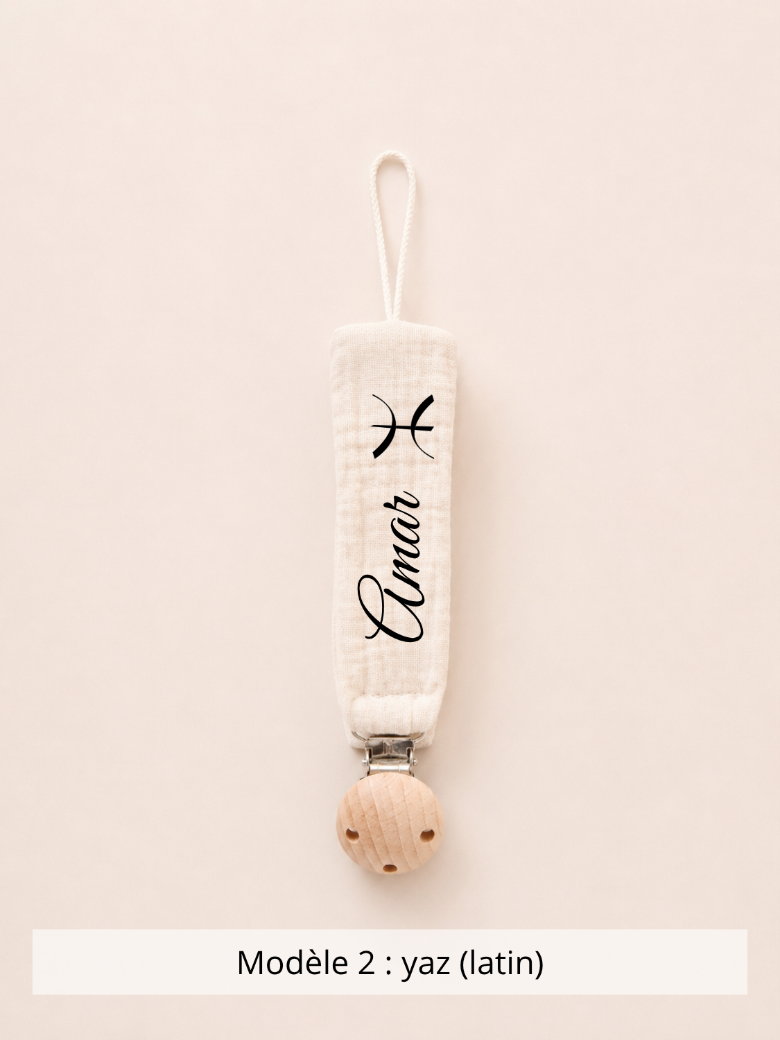 Attache tétine gaze de coton beige