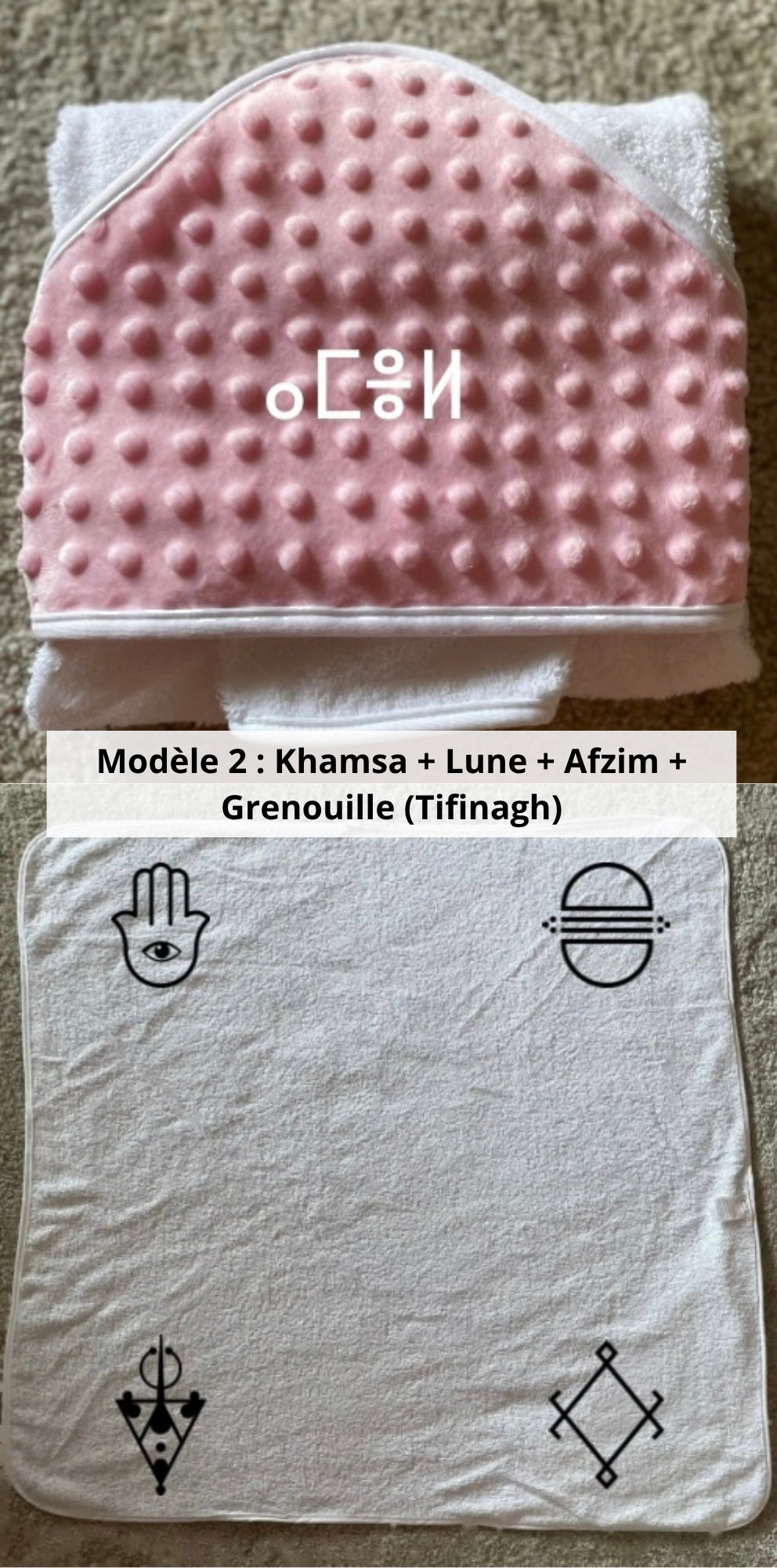 Cape de bain minky avec gant rose