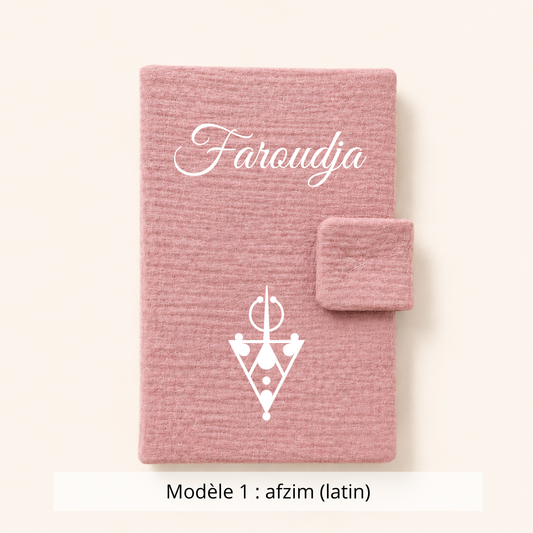 Protège carnet de santé gaze de coton terracotta