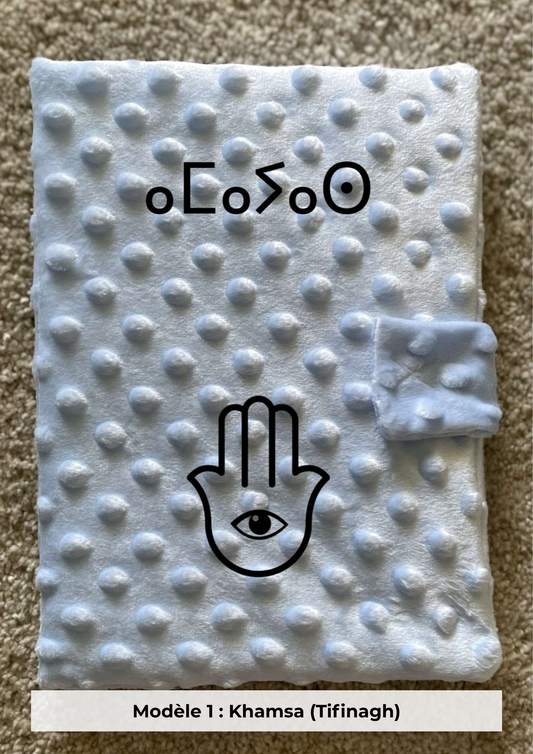 Protège carnet de santé minky bleu ciel