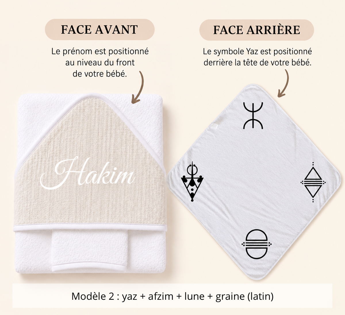 Cape de bain gaze de coton avec gant beige