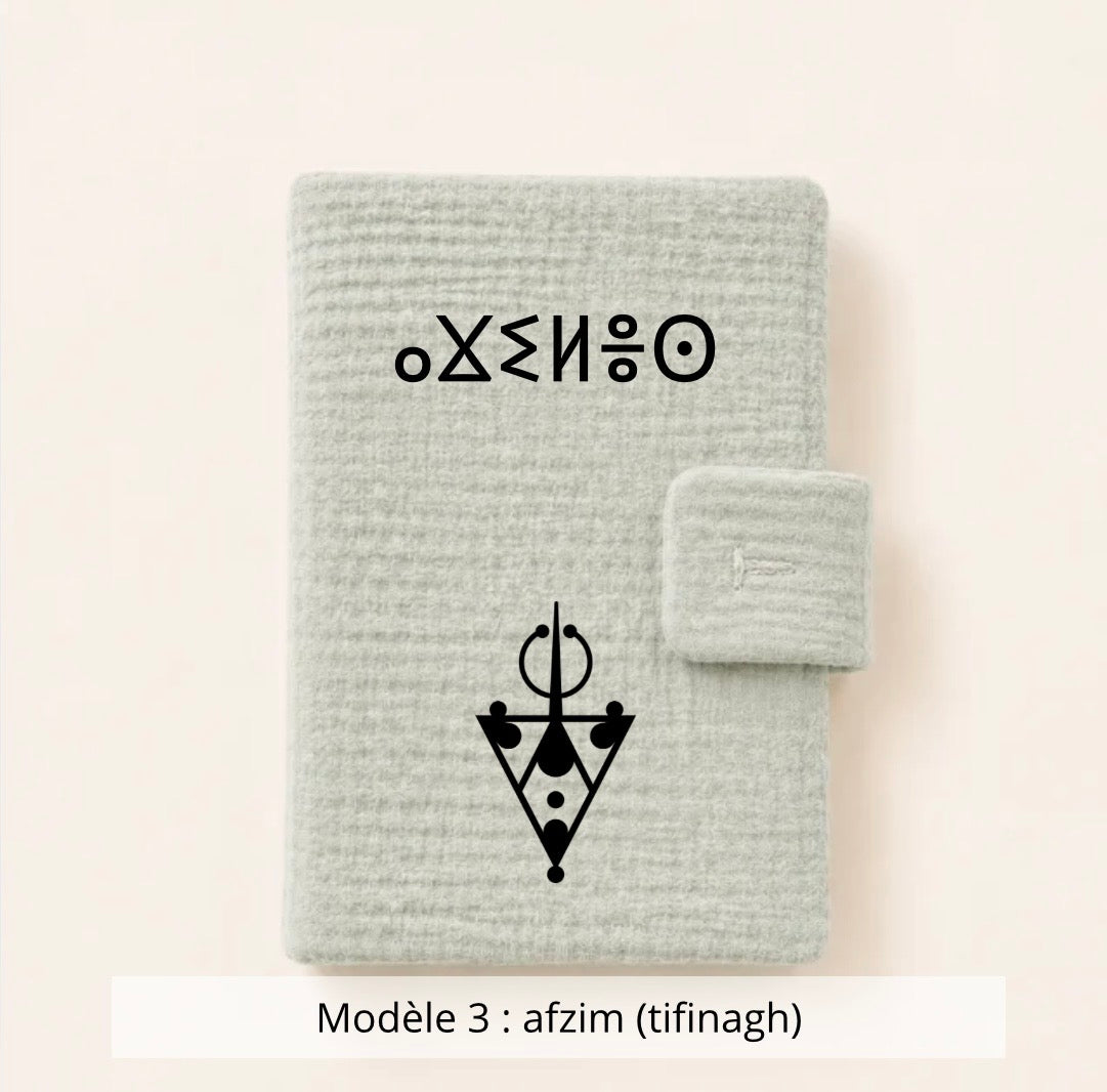 Protège carnet de santé gaze de coton sauge