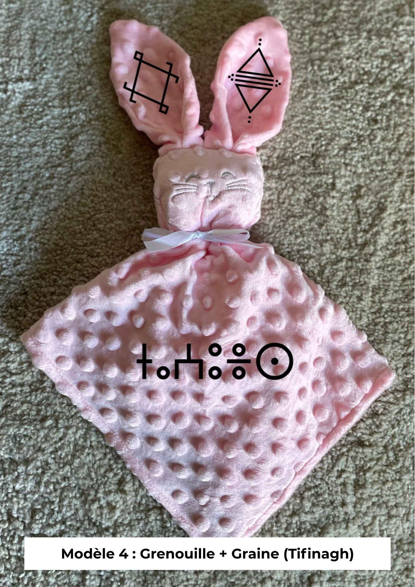 Doudou lapin minky rose