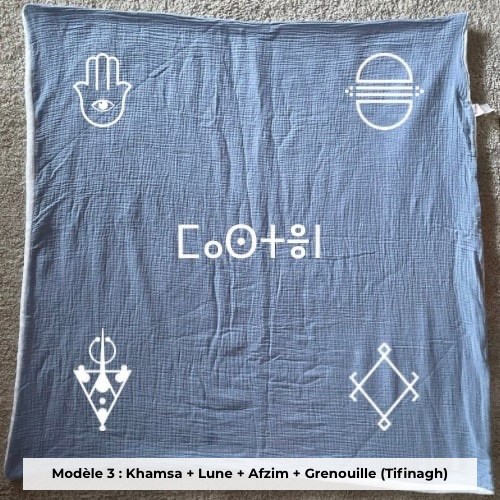 Plaid gaze de coton bleu