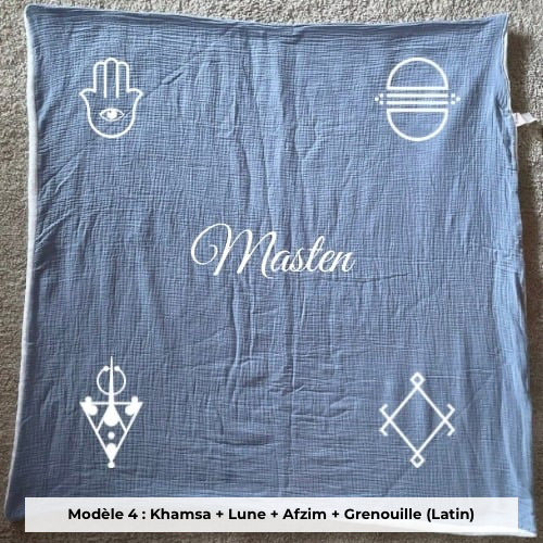 Plaid gaze de coton bleu