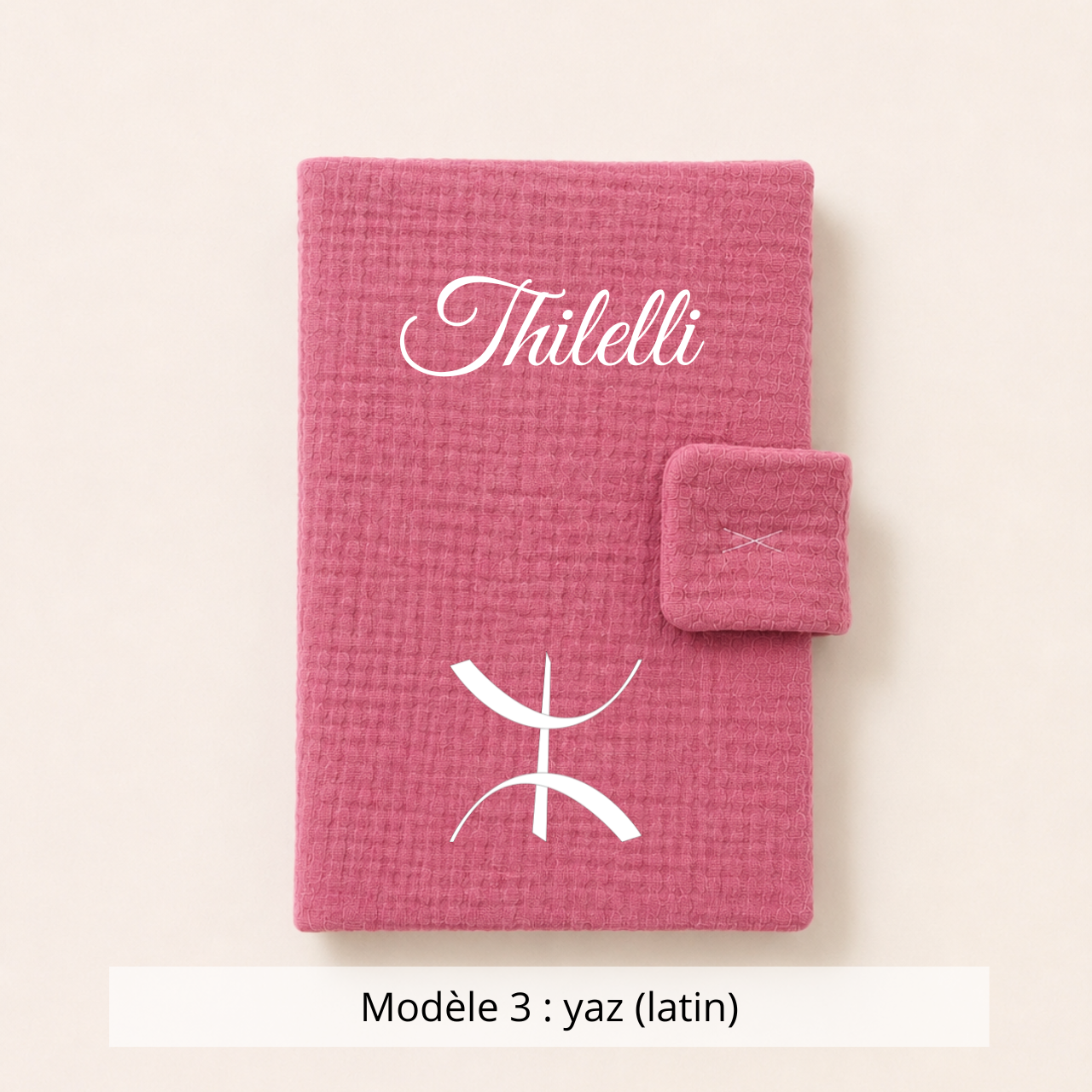 Protège carnet de santé gaze de coton rose cerise