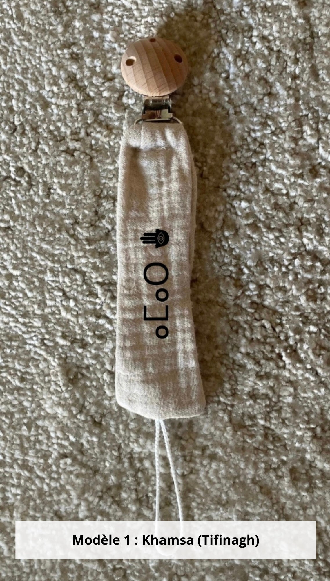 Attache tétine gaze de coton beige