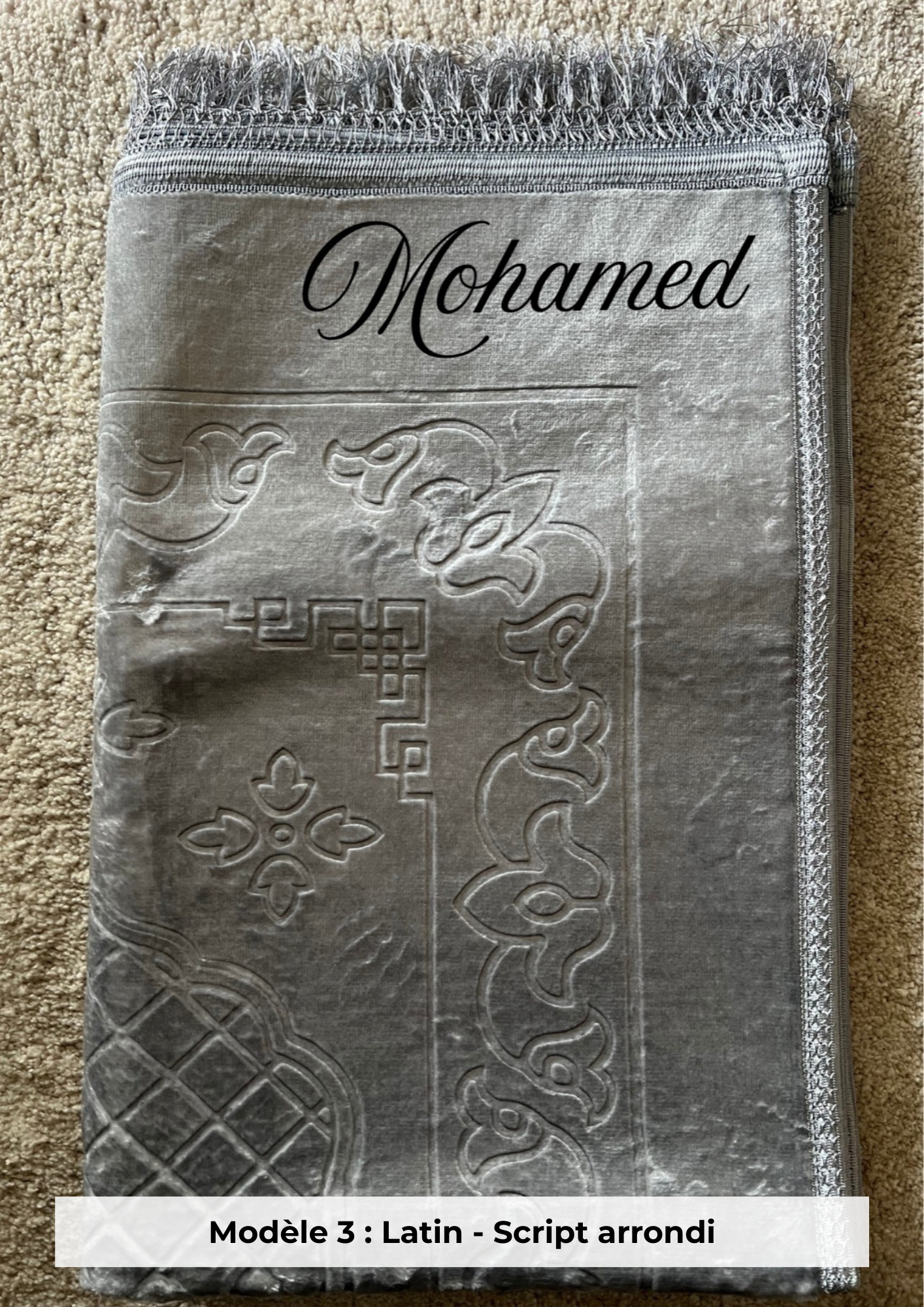 Tapis de prière épais gris clair