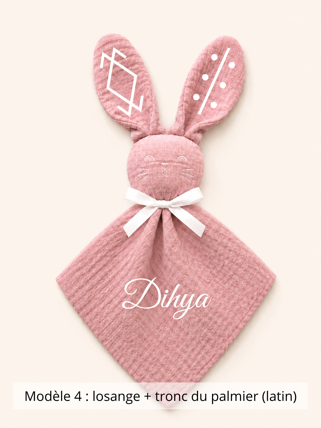 Doudou lapin gaze de coton terracotta